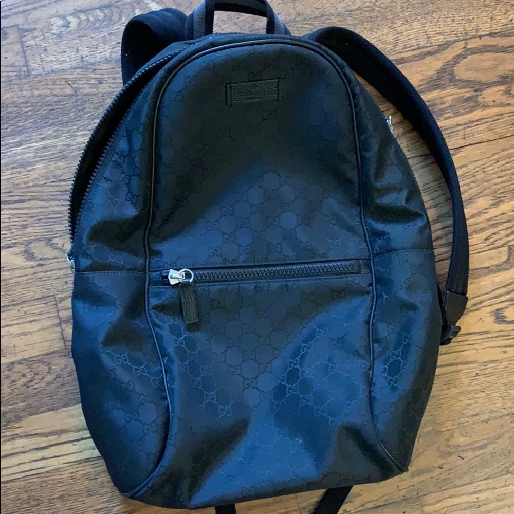 Black monogram Gucci backpack